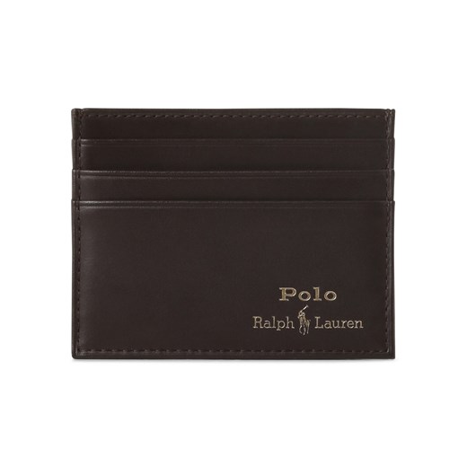 Polo Ralph Lauren Męskie skórzane etui na karty Mężczyźni skóra czekoladowy jednolity ze sklepu vangraaf w kategorii Portfele męskie - zdjęcie 170049408