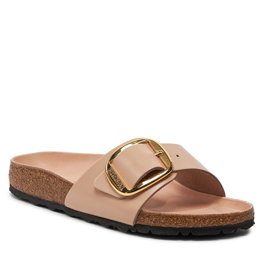 Klapki damskie beżowe BIRKENSTOCK casual na płaskiej podeszwie 