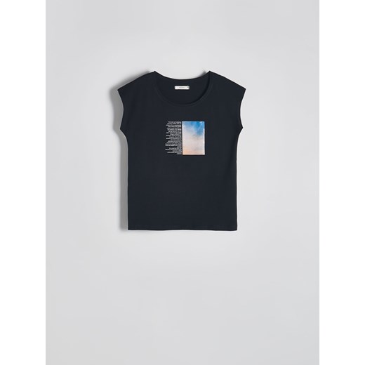 Reserved - T-shirt z nadrukiem - czarny ze sklepu Reserved w kategorii Bluzki damskie - zdjęcie 170052237