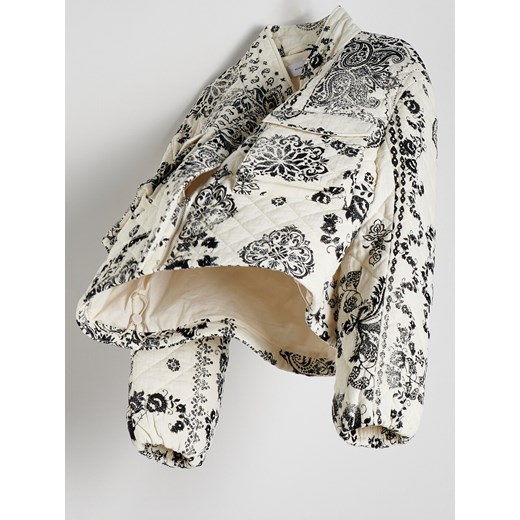 Kurtka damska Reserved jesienna krótka bez kaptura casual w abstrakcyjne wzory 