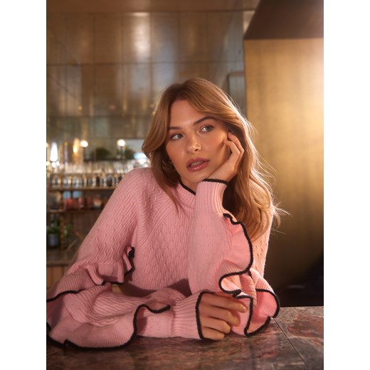 Mohito - Sweter z falbanami - pastelowy różowy ze sklepu Mohito w kategorii Swetry damskie - zdjęcie 170055575