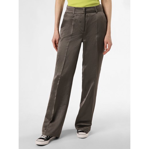 Cambio Spodnie z lnem - Amelie Kobiety Bawełna khaki jednolity ze sklepu vangraaf w kategorii Spodnie damskie - zdjęcie 170056007