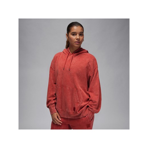 Damska bluza z kapturem z efektem sprania Jordan Flight Fleece - Czerwony ze sklepu Nike poland w kategorii Bluzy damskie - zdjęcie 170057557
