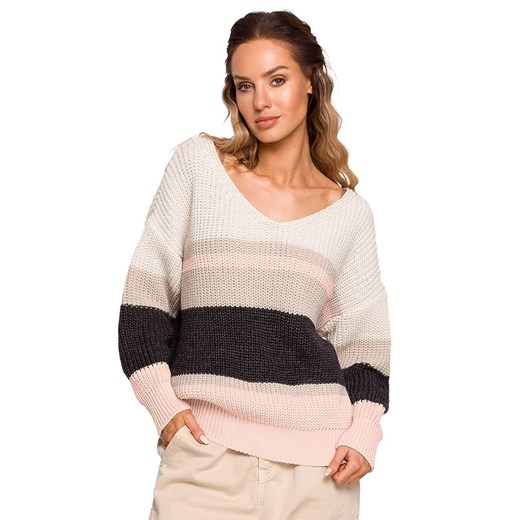 made of emotion Sweter w kolorze beżowym ze wzorem ze sklepu Limango Polska w kategorii Swetry damskie - zdjęcie 170061207