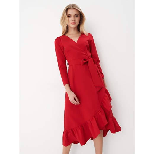 Mohito - Sukienka midi z falbanami - czerwony ze sklepu Mohito w kategorii Sukienki - zdjęcie 170062229
