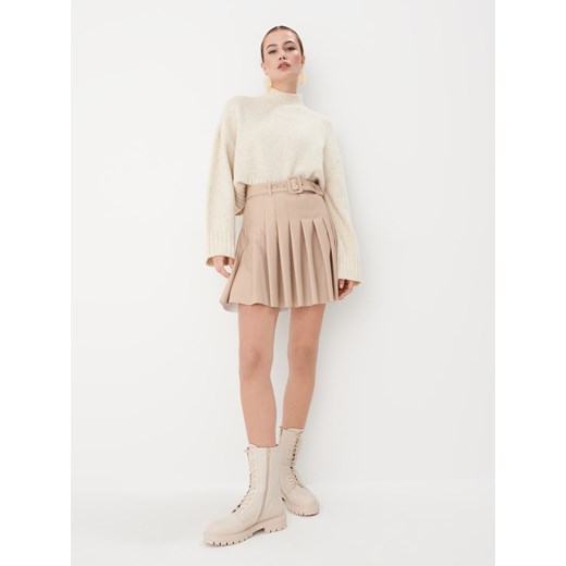 Mohito - Spódnica mini z paskiem - beżowy ze sklepu Mohito w kategorii Spódnice - zdjęcie 170062308