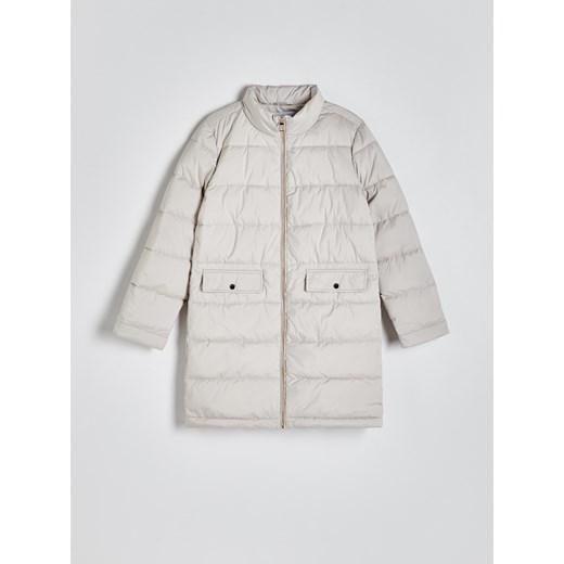 Reserved - Pikowany płaszcz light padded - beżowy ze sklepu Reserved w kategorii Płaszcze damskie - zdjęcie 170063459
