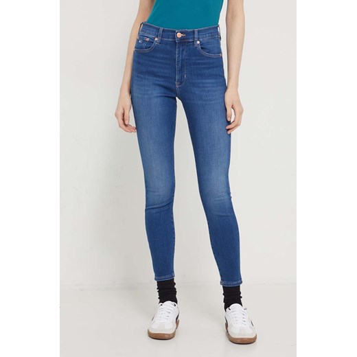 Tommy Jeans jeansy Sylvia damskie kolor niebieski DW0DW17592 ze sklepu ANSWEAR.com w kategorii Jeansy damskie - zdjęcie 170064655