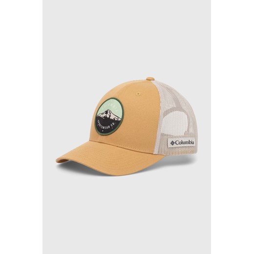 Columbia czapka z daszkiem kolor beżowy z aplikacją ze sklepu PRM w kategorii Czapki z daszkiem damskie - zdjęcie 170064799