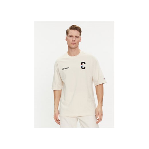 Champion T-Shirt 219855 Beżowy Custom Fit ze sklepu MODIVO w kategorii T-shirty męskie - zdjęcie 170073878