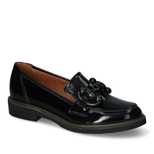 Mokasyny Gamis 7409/A128+Zielony Czarne lakier ze sklepu Arturo-obuwie w kategorii Mokasyny damskie - zdjęcie 170074167