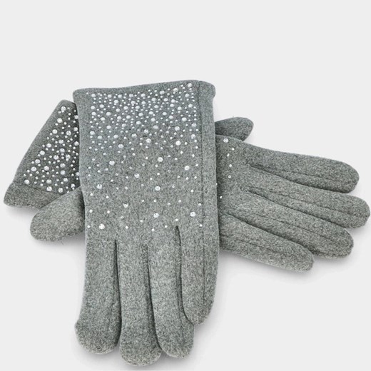 Kaszmirowe rękawiczki damskie z obsługą ekranów - TYMOTEO LOVE R02 SZARE ze sklepu Tymoteo.pl - sklep obuwniczy w kategorii Rękawiczki damskie - zdjęcie 170075249
