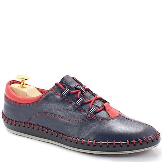 Miękkie buty ręcznie szyte - TYMOTEO 312 GRANATOWE ze sklepu Tymoteo.pl - sklep obuwniczy w kategorii Półbuty męskie - zdjęcie 170085697