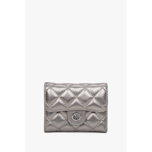 Estro: Mały srebrny portfel damski z ozdobnym tłoczeniem ze sklepu Estro w kategorii Portfele damskie - zdjęcie 170094295