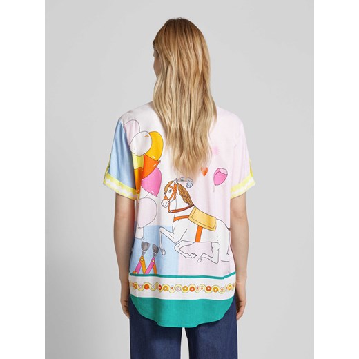 Herzensangelegenheit koszula damska z wiskozy z kołnierzykiem w abstrakcyjnym wzorze 