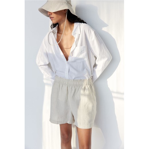 H & M - Lniane szorty - Beżowy ze sklepu H&M w kategorii Szorty - zdjęcie 170103906