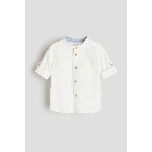 H & M - Bawełniana koszula ze stójką - Biały ze sklepu H&M w kategorii Ubranka do chrztu - zdjęcie 170103936