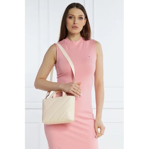 Shopper bag Calvin Klein mieszcząca a6 biała matowa elegancka na ramię bez dodatków 
