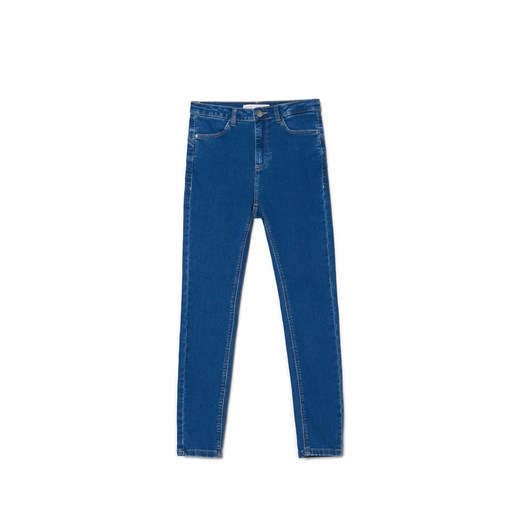 Cropp - Ciemnoniebieskie jeansy push up PETITE - niebieski ze sklepu Cropp w kategorii Jeansy damskie - zdjęcie 170110566