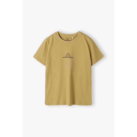 Bawełniany brązowy t-shirt z małym nadrukiem z przodu Lincoln & Sharks By 5.10.15. 146 5.10.15 okazyjna cena