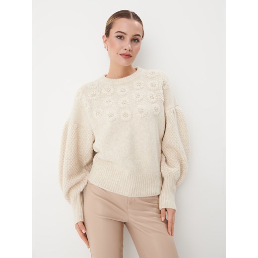 Mohito - Sweter z ozdobnym splotem - kremowy ze sklepu Mohito w kategorii Swetry damskie - zdjęcie 170111878