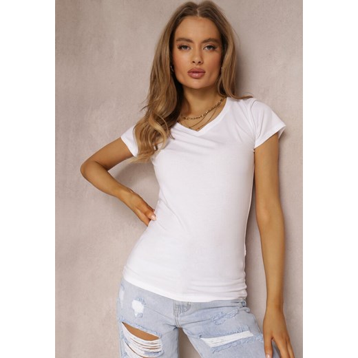 Biały T-shirt Mirasura ze sklepu Renee odzież w kategorii Bluzki damskie - zdjęcie 170112295