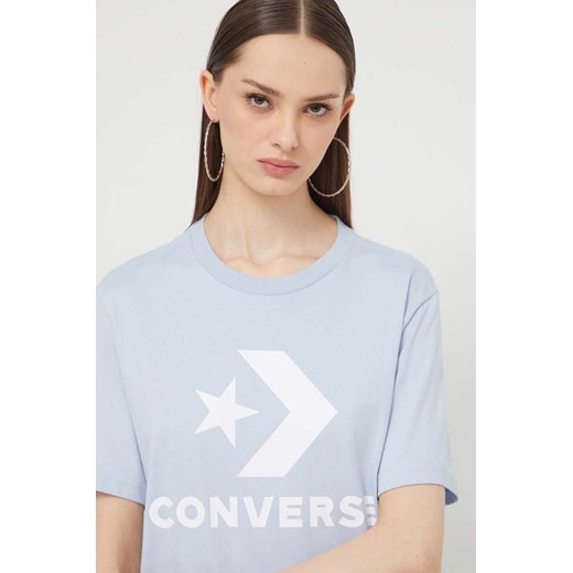 Converse t-shirt bawełniany kolor niebieski z nadrukiem ze sklepu ANSWEAR.com w kategorii T-shirty męskie - zdjęcie 170116777