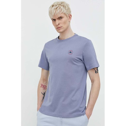 Converse t-shirt bawełniany kolor niebieski z nadrukiem ze sklepu ANSWEAR.com w kategorii T-shirty męskie - zdjęcie 170116799