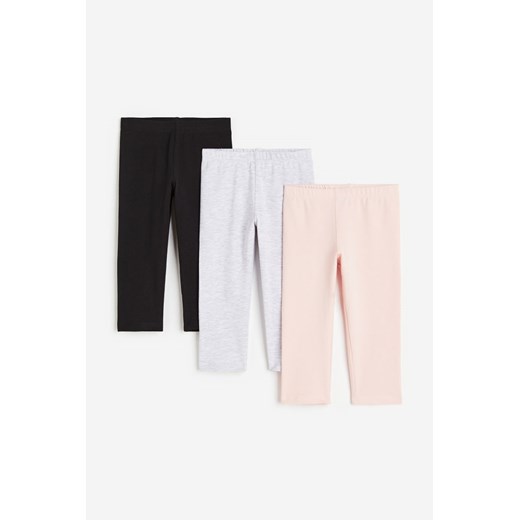 H & M - Bawełniane legginsy 3-pak - Czarny ze sklepu H&M w kategorii Spodnie dziewczęce - zdjęcie 170117415
