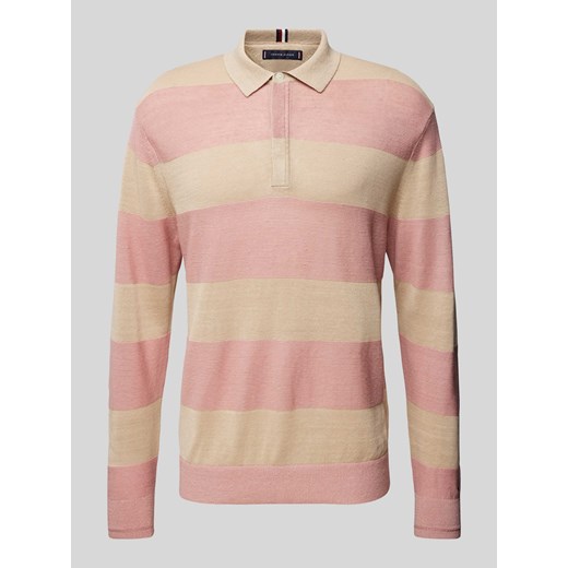 Sweter z dzianiny z lnu ze wzorem w blokowe pasy ze sklepu Peek&Cloppenburg  w kategorii Swetry męskie - zdjęcie 170117798