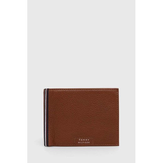 Tommy Hilfiger portfel skórzany męski kolor brązowy AM0AM12189 ze sklepu ANSWEAR.com w kategorii Portfele męskie - zdjęcie 170119857