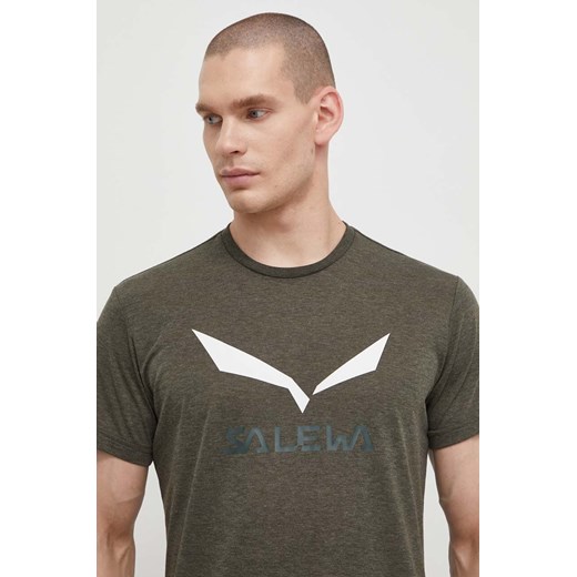 T-shirt męski zielony SALEWA 