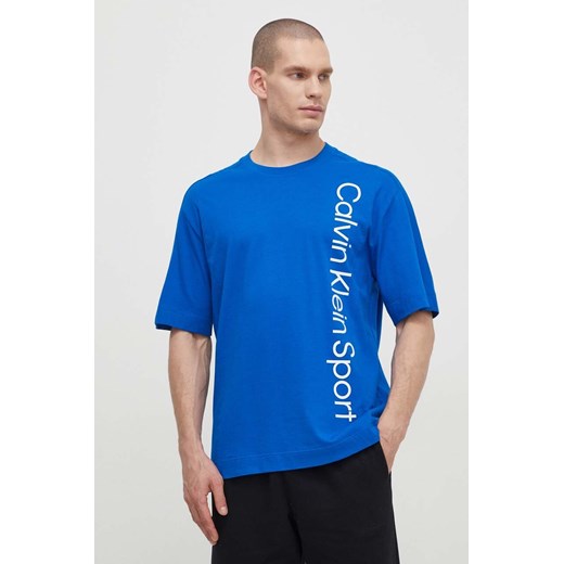 Calvin Klein Performance t-shirt bawełniany męski kolor niebieski z nadrukiem ze sklepu ANSWEAR.com w kategorii T-shirty męskie - zdjęcie 170122029