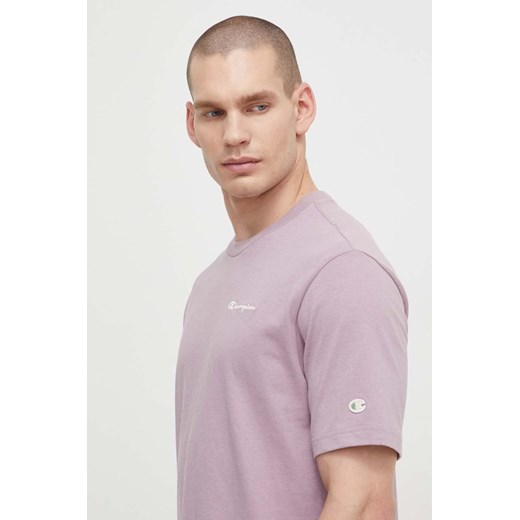 Champion t-shirt bawełniany męski kolor fioletowy gładki 219787 ze sklepu ANSWEAR.com w kategorii T-shirty męskie - zdjęcie 170122068