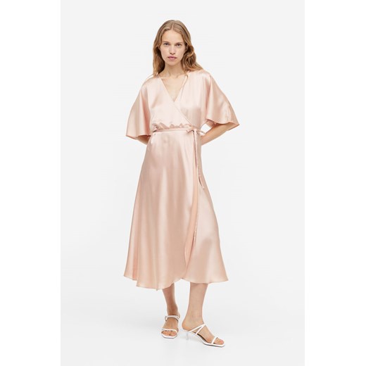 Sukienka H & M midi satynowa kopertowa elegancka 