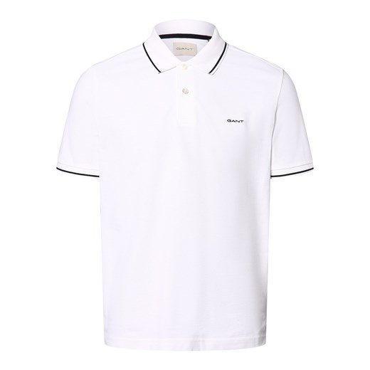 Gant Męska koszulka polo Mężczyźni Bawełna biały jednolity ze sklepu vangraaf w kategorii T-shirty męskie - zdjęcie 170125577