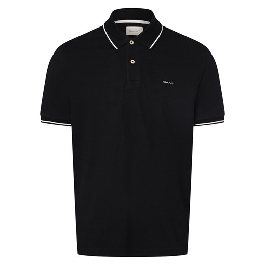 Gant Męska koszulka polo Mężczyźni Bawełna czarny jednolity ze sklepu vangraaf w kategorii T-shirty męskie - zdjęcie 170125579