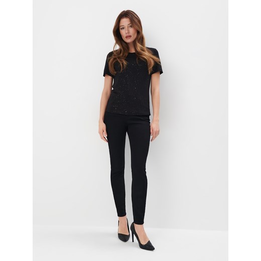 Bluzka damska czarna Mohito z krótkim rękawem z wiskozy 