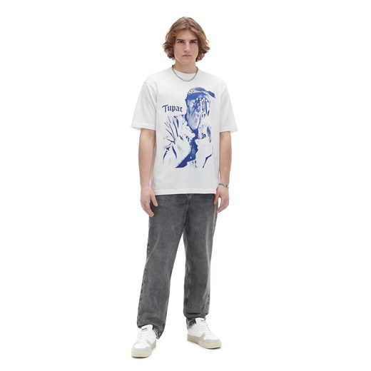 Cropp - T-shirt Tupac - kremowy ze sklepu Cropp w kategorii T-shirty męskie - zdjęcie 170127446