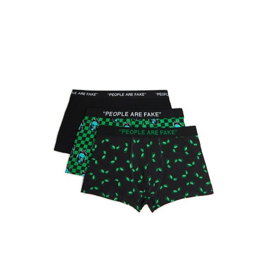 Cropp - 3 pack czarno-zielonych bokserek - zielony ze sklepu Cropp w kategorii Majtki męskie - zdjęcie 170127456