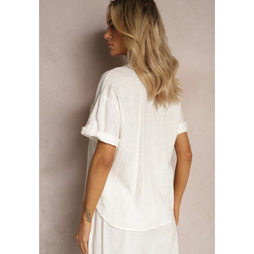 Biała Bawełniana Koszula z Lnem o Klasycznym Fasonie Leontia Renee S Renee odzież okazja