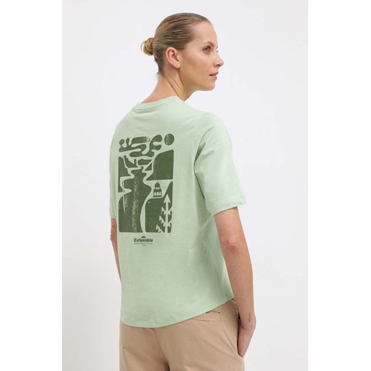 Columbia t-shirt bawełniany North Cascades damski kolor zielony 2036593 ze sklepu ANSWEAR.com w kategorii Bluzki damskie - zdjęcie 170134429