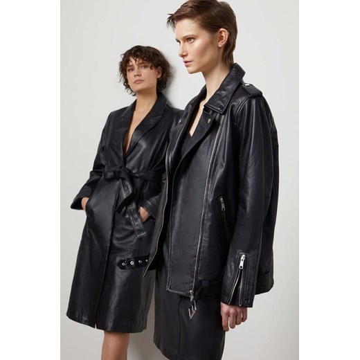 Answear Lab kurtka skórzana damska kolor czarny przejściowa ze sklepu ANSWEAR.com w kategorii Kurtki damskie - zdjęcie 170134675
