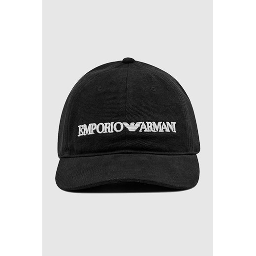 EMPORIO ARMANI Czarna czapka z daszkiem i białym logo ze sklepu outfit.pl w kategorii Czapki z daszkiem męskie - zdjęcie 170134838