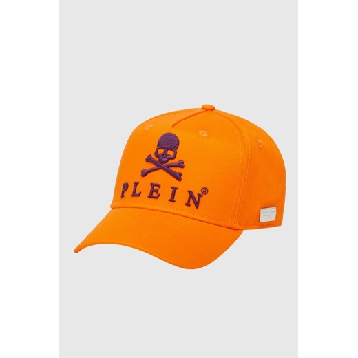 PHILIPP PLEIN Pomarańczowa czapka z daszkiem Skull&Bones ze sklepu outfit.pl w kategorii Czapki z daszkiem męskie - zdjęcie 170135046
