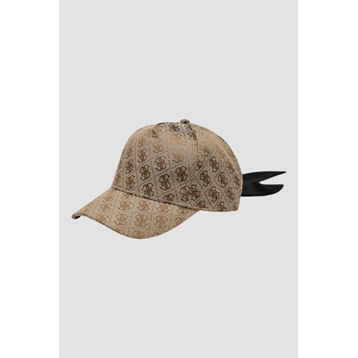 GUESS Beżowa czapka z czarną kokardą ze sklepu outfit.pl w kategorii Czapki z daszkiem damskie - zdjęcie 170135139