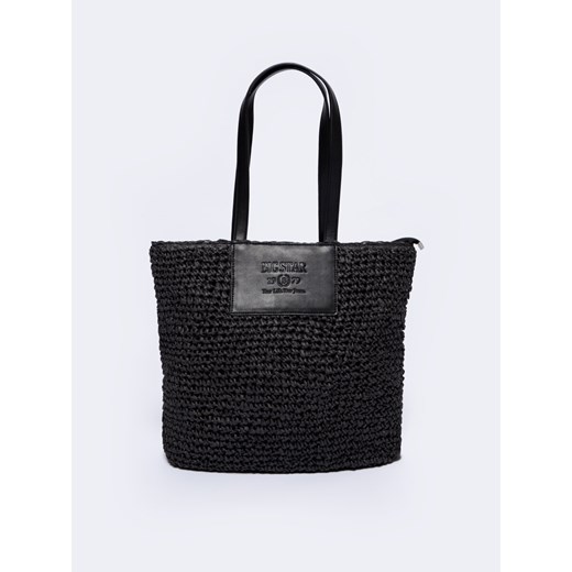 Torebka damska pleciona z logowaną podszewką czarna  NN574103 906 ze sklepu Big Star w kategorii Torby Shopper bag - zdjęcie 170137278