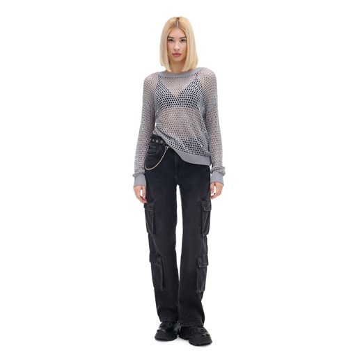 Cropp - Szary siatkowy sweter - szary ze sklepu Cropp w kategorii Swetry damskie - zdjęcie 170137736