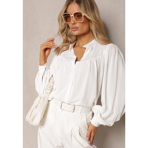 Biała Koszula ze Stójką Inspirowana Stylem Retro Bubiana ze sklepu Renee odzież w kategorii Koszule damskie - zdjęcie 170140426