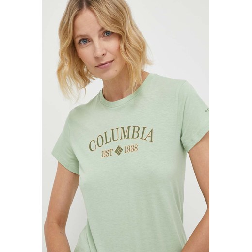 Columbia t-shirt Trek damski kolor zielony 1992134 ze sklepu ANSWEAR.com w kategorii Bluzki damskie - zdjęcie 170143576